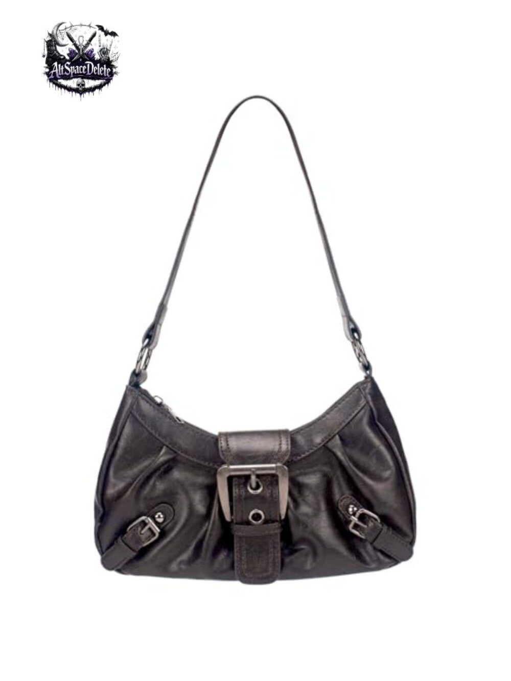 Y2K Faux Leather Hobo Shoulder Bag Punk Ruched Underarm Purse